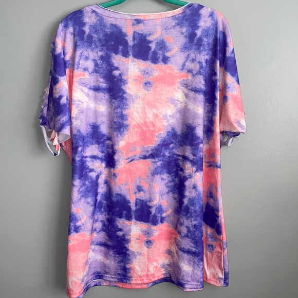 EUC Shein Tie Dye Ripped Tee Size 4XL - Picture 8 of 9